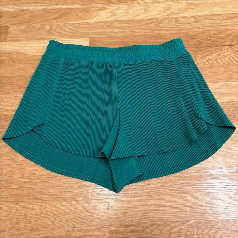 Green All in Motion Pleated Shorts